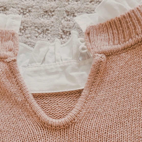 Twik Exclusivité Simons Pink Knitted Sweater With White Collar - Picture 5 of 6